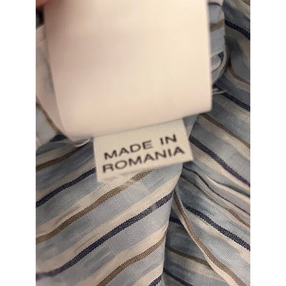 Vintage 80s New Valentino Jeans Shirt Stripe Seersucker Button Down Size XL - Picture 10 of 12